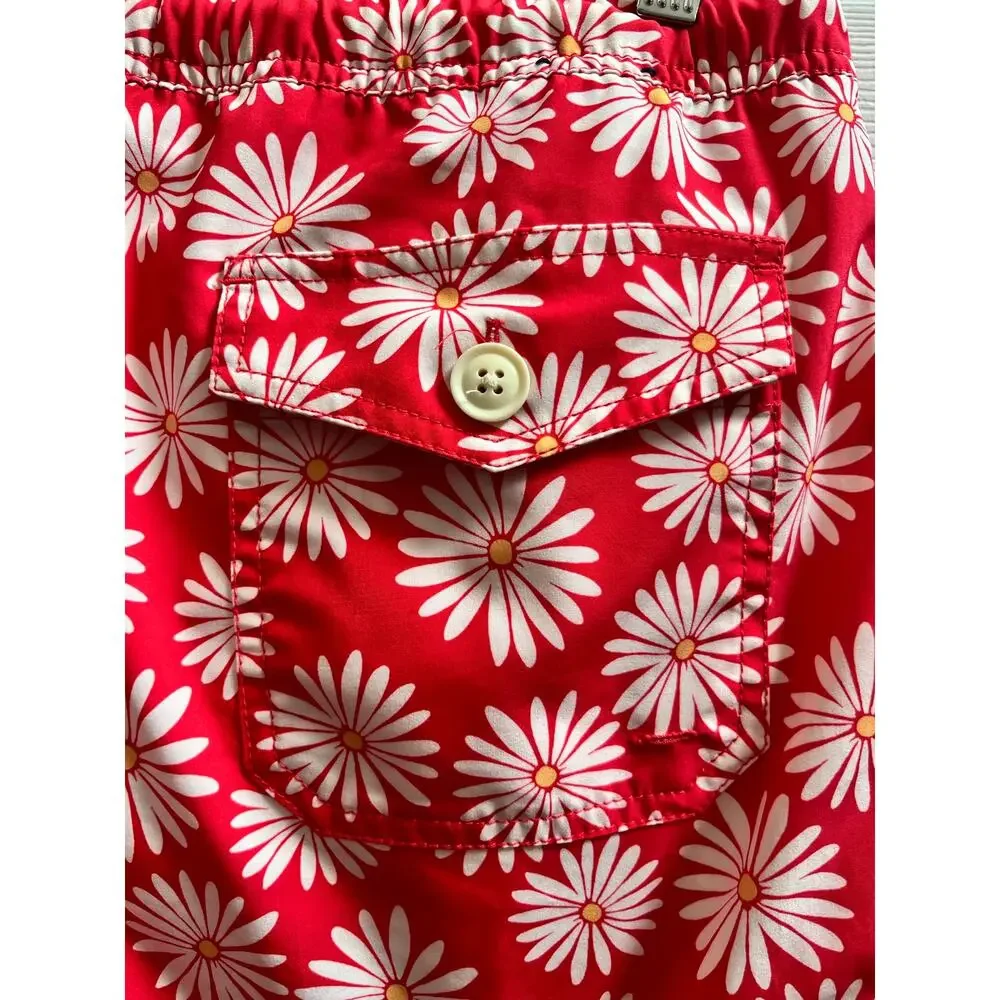 J. Crew Men’s Flex Daisy Print Drawstring Swim Trunk Small 6 Inch Inseam